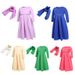 Roupas de bebê semana infantil vestido menina + lenço na cabeça + laço 3 conjunto vestido longo_voghion.com