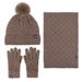 Dreiteiliges Set aus Unisex-Winterschal und Samt, dreiteiliges Set aus warmer Wollknäuel-Strickmütze für den Außenbereich, Schal und Handschuhe_voghion.com