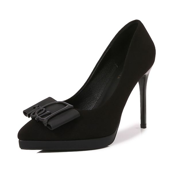 968-21 New 24 Autumn Waterproof Platform Suede Soft Surface High Heels Shallow Mouth Women's Shoes Look Thin And Pointed_voghion.com