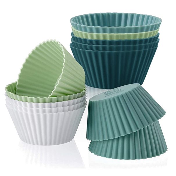 Morandi Color Series Round Set Cake Baking Tart Steamed Egg Baby Food Mold Silicone Muffin Cup_voghion.com