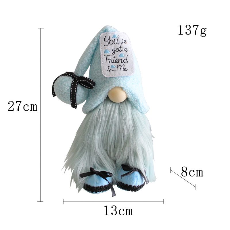 Figurine de gnome bleu sans visage – Décoration d'étagère minimaliste d'inspiration nordique, compagnon fantaisiste pour décorer une fenêtre à Noël et pour agrémenter votre intérieur tout au long de l'année._voghion.com