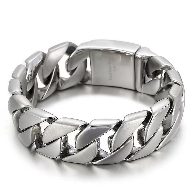 Trendy Cuban Chain Titanium Steel Punk Style 20MM Wide Bracelet_voghion.com