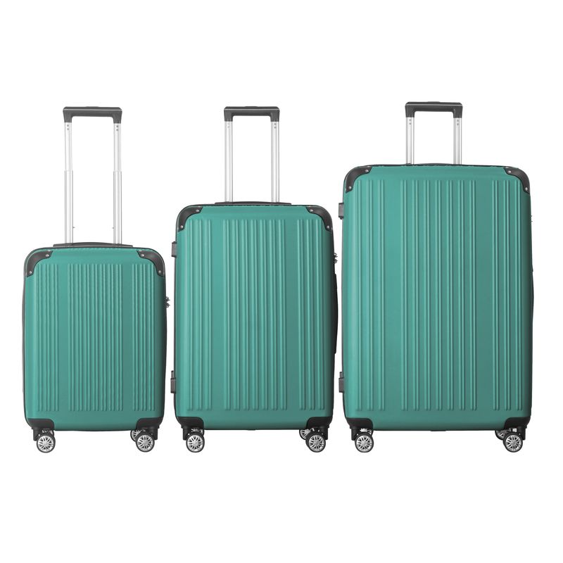 3-Piece Lightweight ABS Hardshell Luggage Set (20", 24", 26") In Fresh Green With Spinner Wheels, TSA Lock, And Adjustable Telescopic Handle - Durable Travel Suitcases_voghion.com