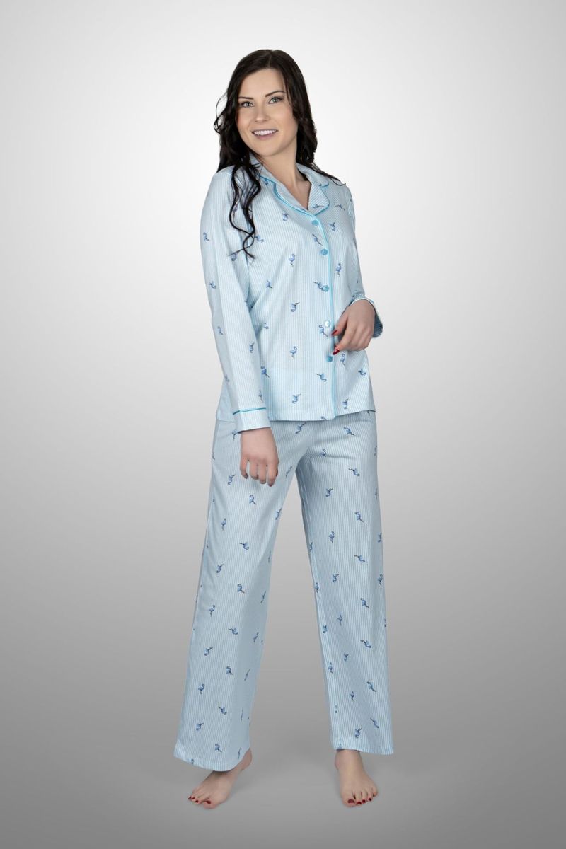 Dames pyjamaset met lange mouwen en print - Zachte V-hals nachtkleding, loungewear voor thuis, schattig en comfortabel_voghion.com