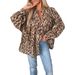 Shiying Autumn New Fashionable Collar Women, Casual and Versatile, Loose, Meat Covering Leopard Pattern Long Sleeve_voghion.com