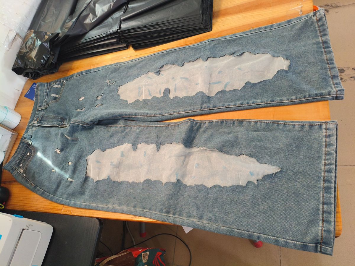 Women's Clothing Hot Girl Retro Straight Pants Hollow Texture Niche Design Jeans Loose Wide Leg Trousers_voghion.com