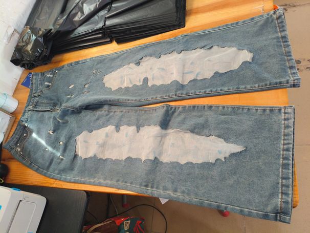 Women's Clothing Hot Girl Retro Straight Pants Hollow Texture Niche Design Jeans Loose Wide Leg Trousers_voghion.com