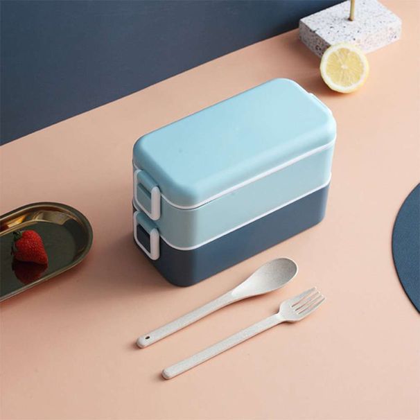 New Lunch Box Bento Box For Student Office Worker Double-layer Microwave Heating Lunch Container Food Storage Container_voghion.com