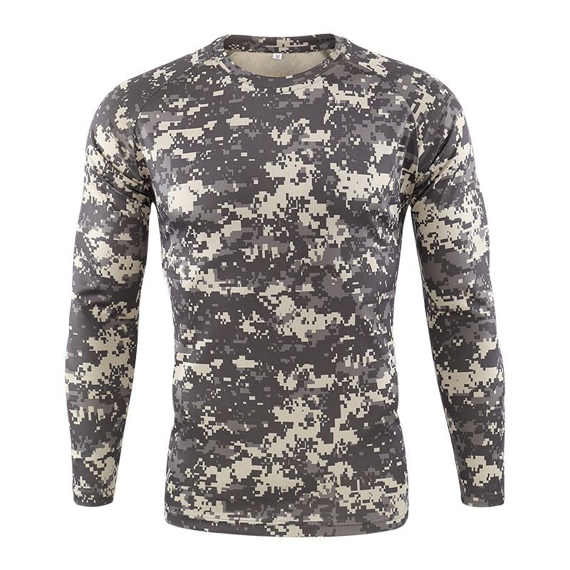 Maglietta da uomo a maniche lunghe, ampia, con scollo tondo, mimetica, per appassionati di tattiche militari, abbigliamento da uomo_voghion.com