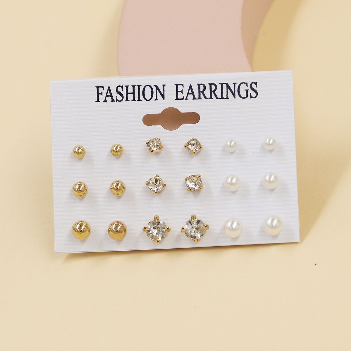 Orecchini a bottone in metallo francese con placcatura multipla geometrica Xiyin, set da 6 paia, 2024, molto venduti_voghion.com