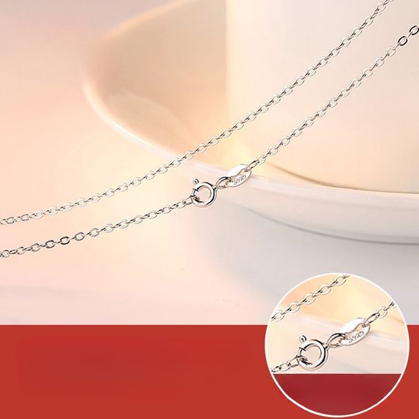 Jinzhishun S Pure Silver No Pendant da donna con clavicola semplice a forma di O, versatile, semplice, catena singola nuda W_voghion.com