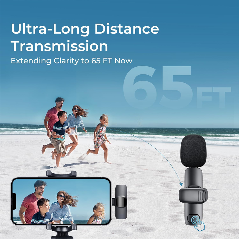 Wireless Lavalier Microphone For Phone,Computer, Mini Lapel Mic With Noise Reduction And Crystal Sound For Video Recording, Vlogging, YouTube_voghion.com