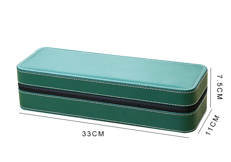 Green PU Leather 61012 Position Watch Box High End Zipper Watch Bag Storage Display Packaging Table_voghion.com