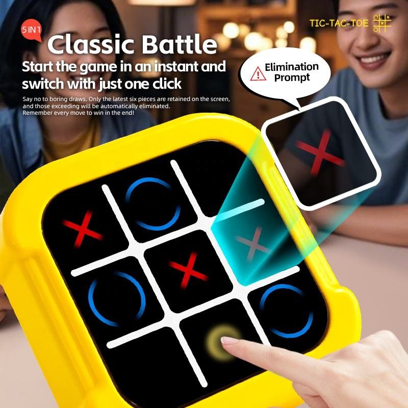 Children's Educational Toys Electronic Tic-Tac-Toe Game 5 In 1 Board Game Two Players Tabletop Toy Kids Toys_voghion.com