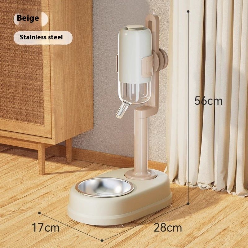 Grey Multifunctional Vertical Drinking Feeding Device With Adjustable Height, Detachable Washable, Leak Proof Pet And_voghion.com