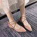 MTX Women's 2025 Spring Summer New Korean Style Elegant Versatile Rhinestone One-Strap Chunky Heel Pointed Toe Hollow Single_voghion.com