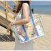 Ins Large-capacity Transparent Jelly Beach One-shoulder Portable Travel Bag Pvc waterproof mommy wash fitness swimming bag_voghion.com