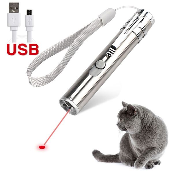 Laser Pointer Interactive Cat Chase Toy, USB Rechargeable Red Laser Light Pointer Training Tool_voghion.com