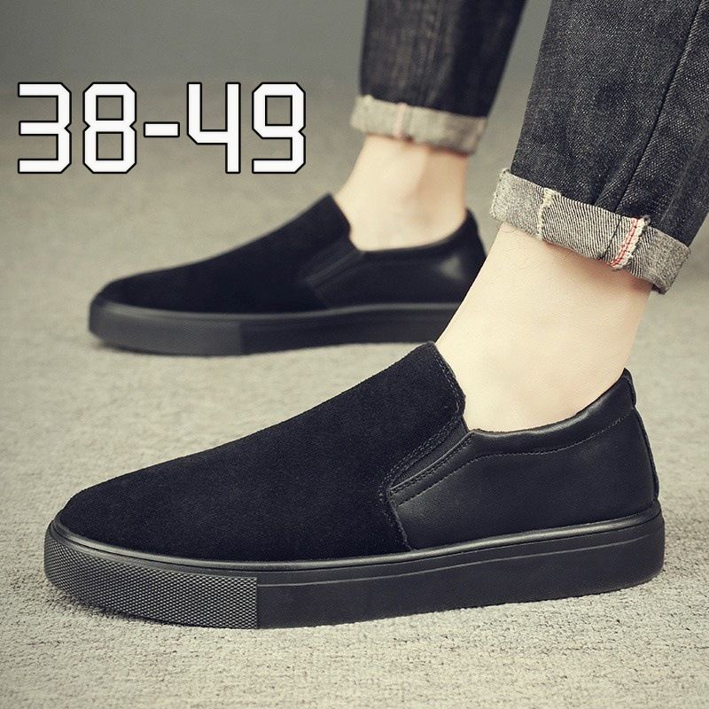 Zees Zees Extra Large Black Canvas Summer Breathable Casual Work Slip-On Shoes Men's_voghion.com