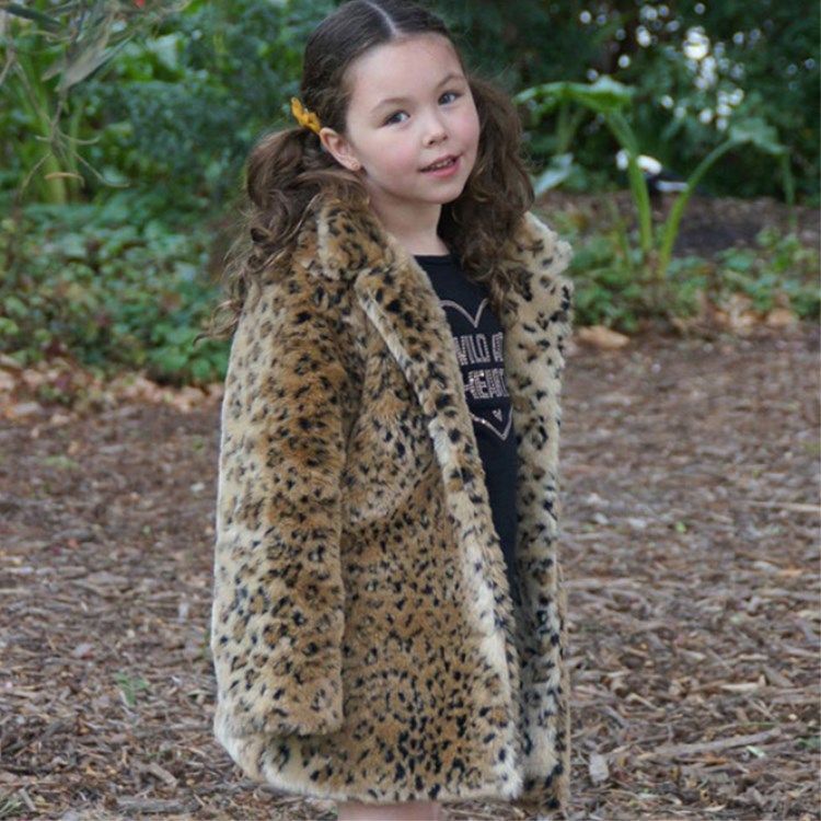 Stylish Leopard Print Faux Fur Coat For Kids (3-8 Years, 90-140cm) – Blazer Collar Design Lightweight Warm For Fall/Winter – Unisex Boys & Girls_voghion.com