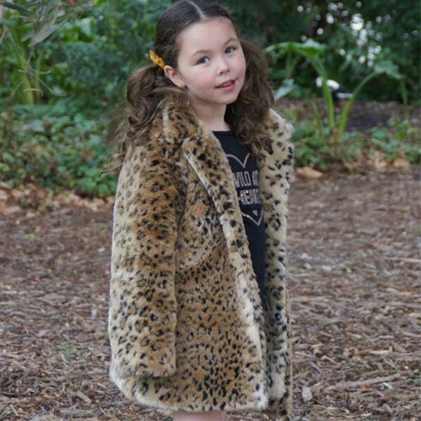 Stylish Leopard Print Faux Fur Coat For Kids (3-8 Years, 90-140cm) – Blazer Collar Design Lightweight Warm For Fall/Winter – Unisex Boys & Girls_voghion.com