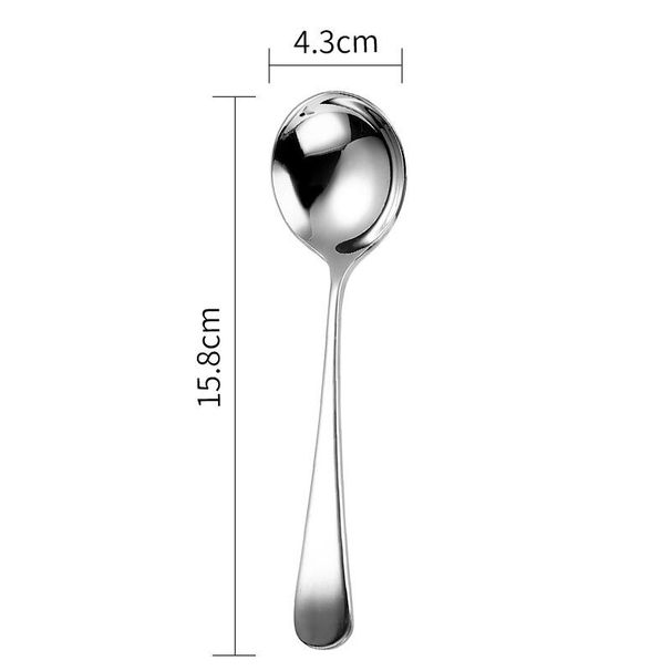 Cucchiaio per adulti in acciaio inossidabile 304, piccolo, rotondo, in stile coreano, per mescolare frutta, tè al latte e dessert, manico corto_voghion.com