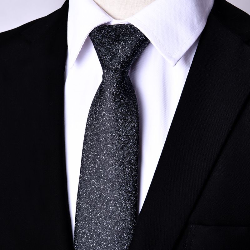 Unisex Tie for men Professional business Executive zipper 7cm black stripes lazy people easy to pull without playing_voghion.com