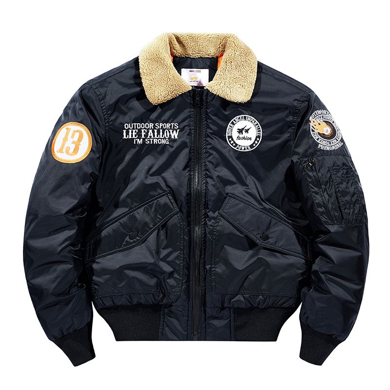 Fashion trend men winter padded thickened windproof cold new biker embroidery hundred jacket jacket hot models_voghion.com