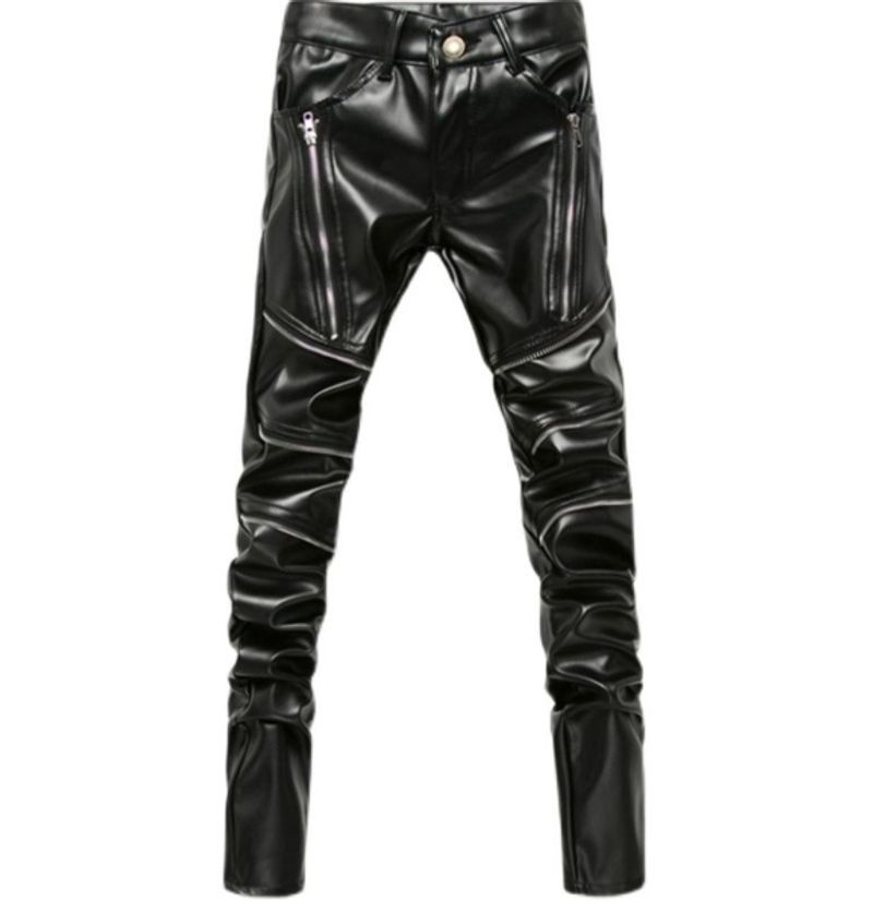 Pantaloni in pelle da uomo, stile coreano, pantaloni a sigaretta aderenti, alla moda, belli da guidare, pantaloni in pelle da uomo, stile caldo transfrontaliero_voghion.com