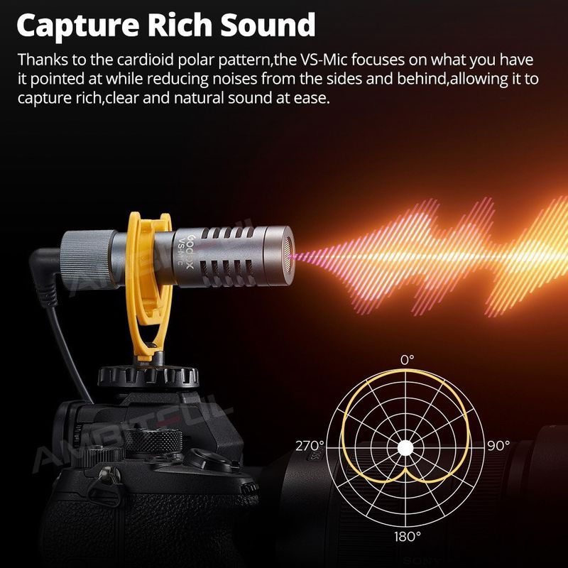 Godox VS-Mic Compact Shotgun 3.5mm MIC for iPhone Android Smartphone DSLR Camera For Video Recording Microphone_voghion.com