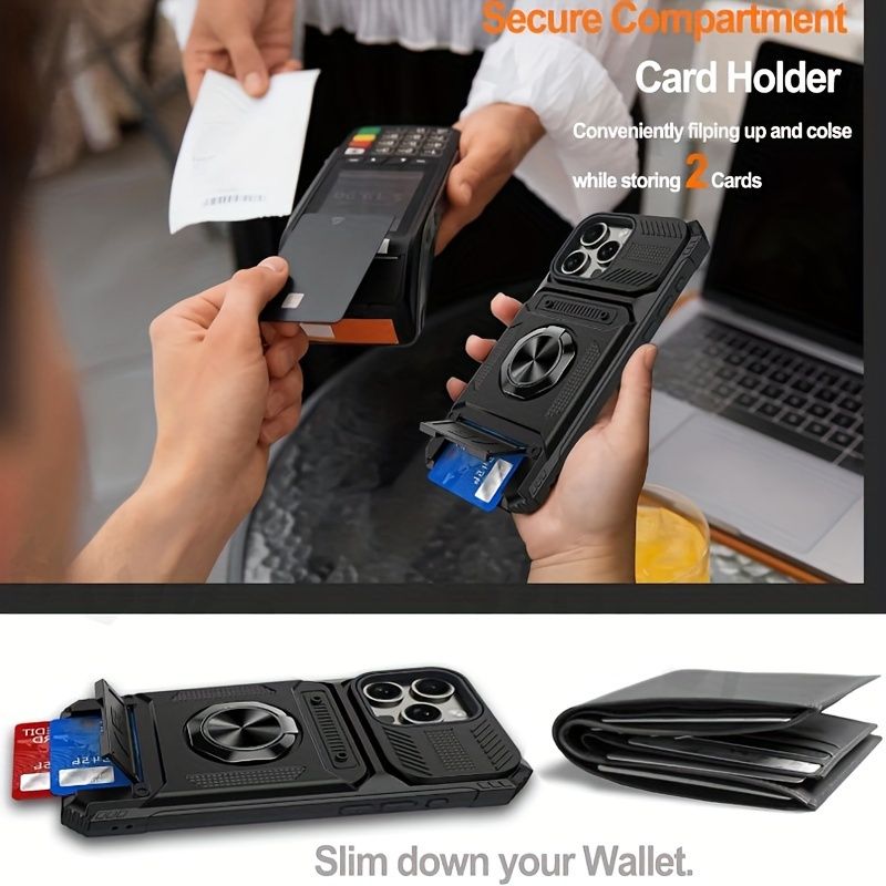 Shockproof heavy-duty hard phone case with metal stand and card slot for 16 Pro Max 15 Pro Max 14 Pro Max_voghion.com