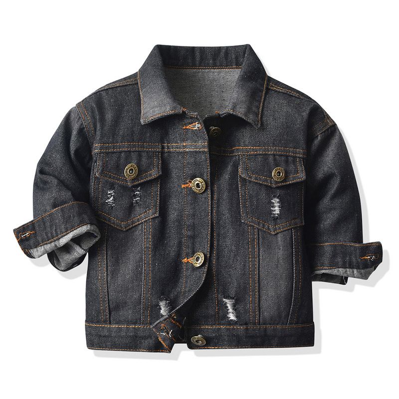 Kids Clothing denim tops fashion ripped jacket coat _voghion.com
