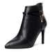 Elegante, schmal geschnittene Schuhe im französischen Stil für Herbst und Winter: Neue spitze High Heels, kurze Damen-Ankle-Boots._voghion.com