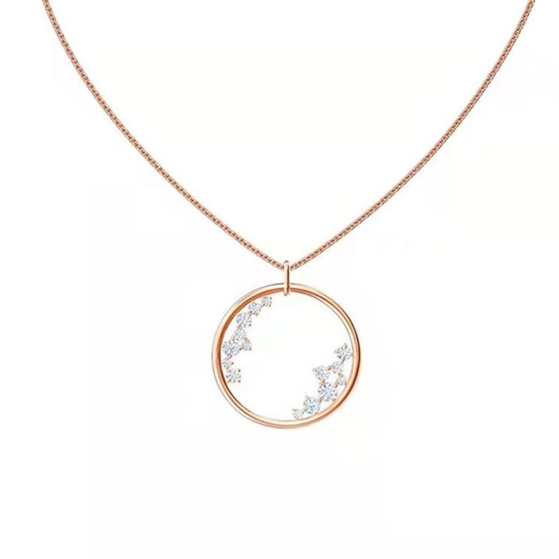 Collana con anello stella impreziosita da elementi femminili, catena con clavicola cava in cristallo_voghion.com