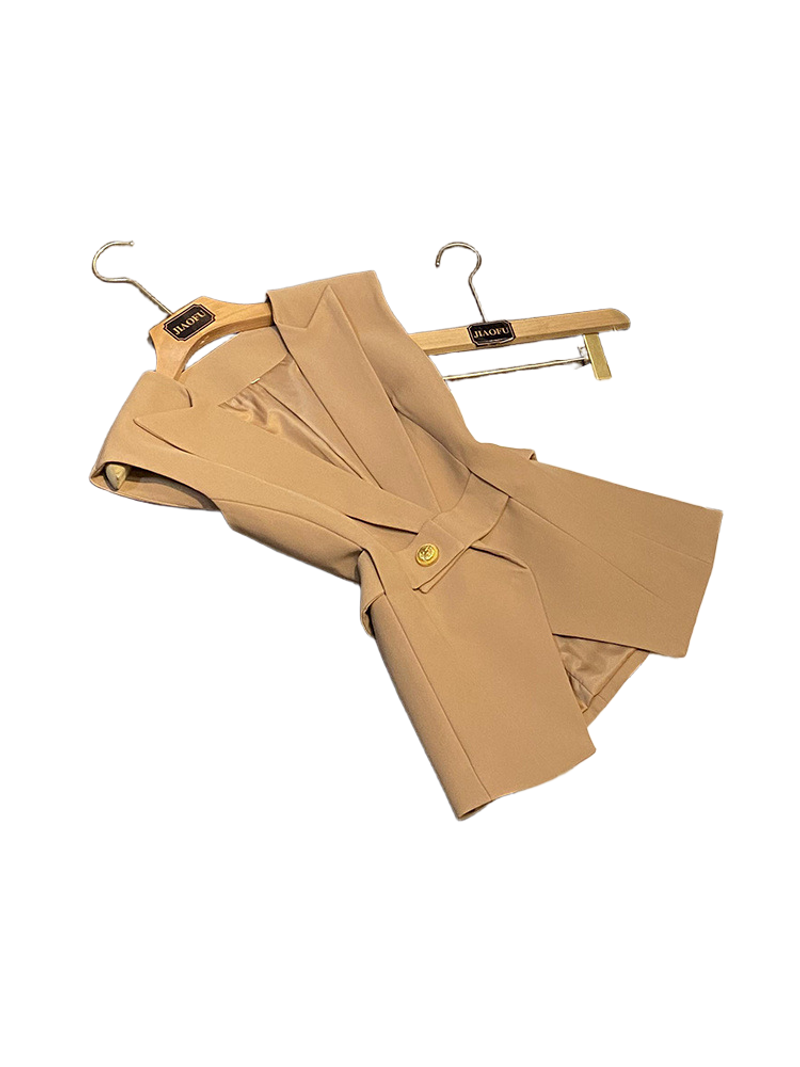 Dameskleding lente hete stijl mode nieuw ontwerp riem mouwloos slim fit pakvest vest voor dames_voghion.com