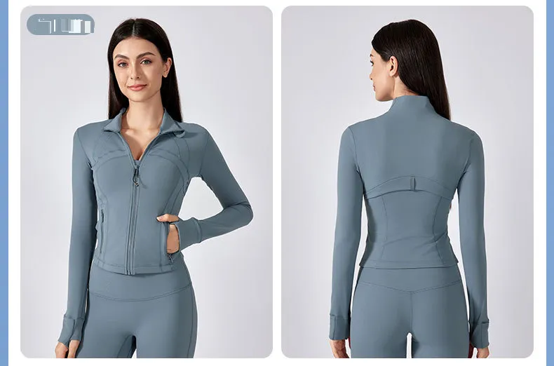 Women's Clothing Short Stand Collar Yoga Suit Jacket For Women Slim Fit Fitness_voghion.com