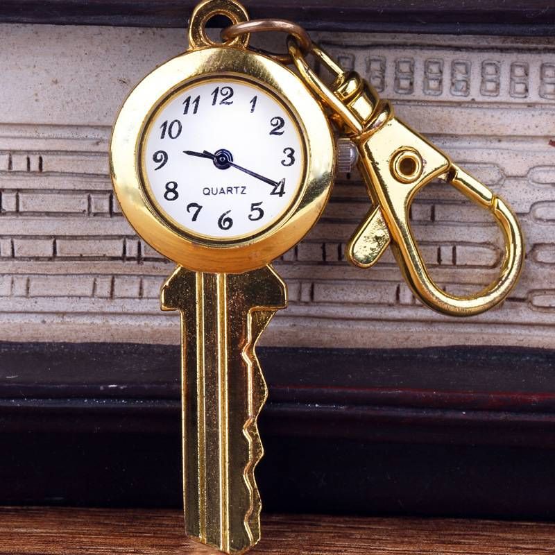 Montres pour femmes Nostalgie Mode Porte-clés Pendentif Montre Collier Mode Clé Dorée Montre de Poche_voghion.com