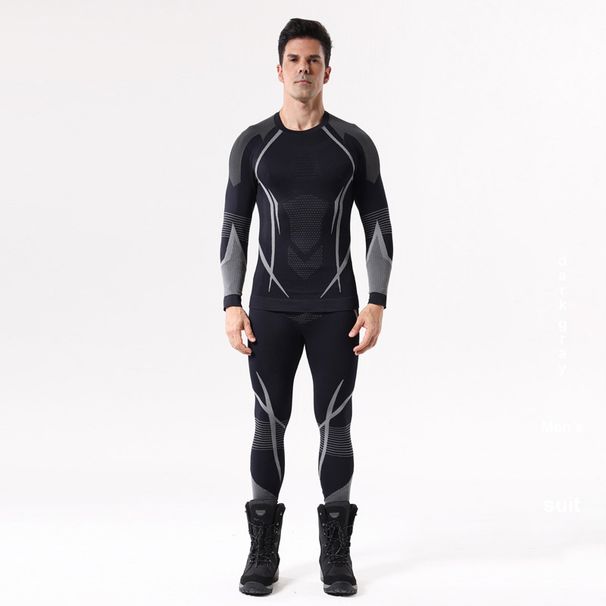New Autumn And Winter Quick Drying Ski Suit Underwear Set For Men's Sports, Tight Fitting, Moisture Wicking And Sweat Wicking Base Coat_voghion.com
