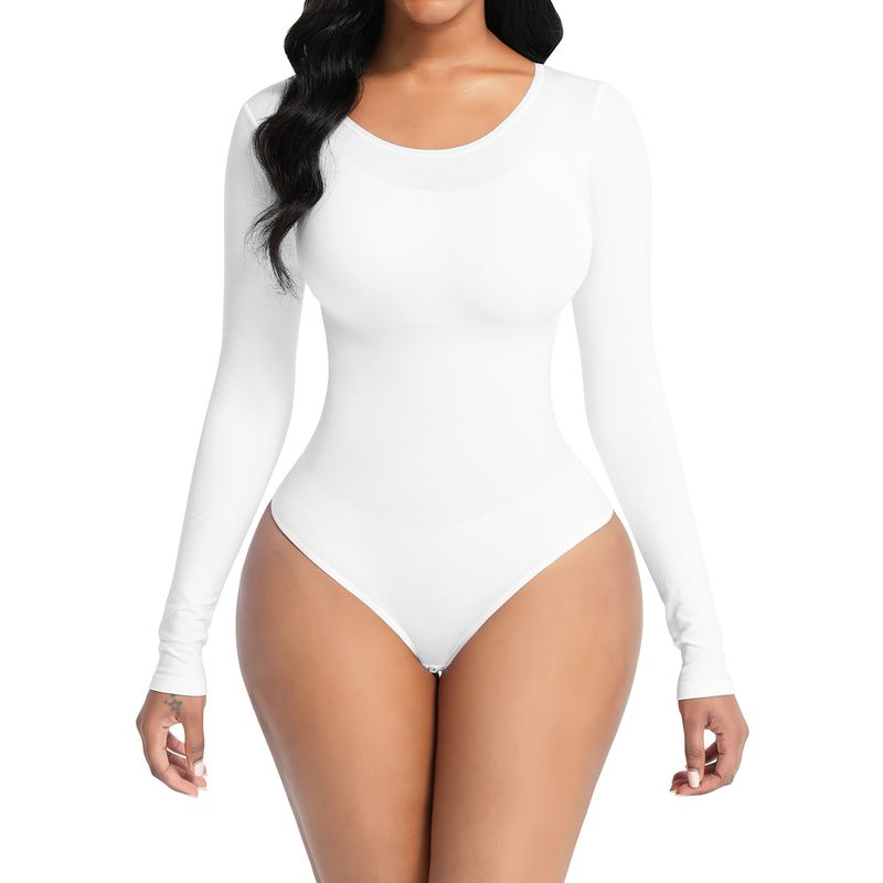 Bodysuit slankende balde trusse kvinders langærmede kropsformede sømløse bodysuit_voghion.com