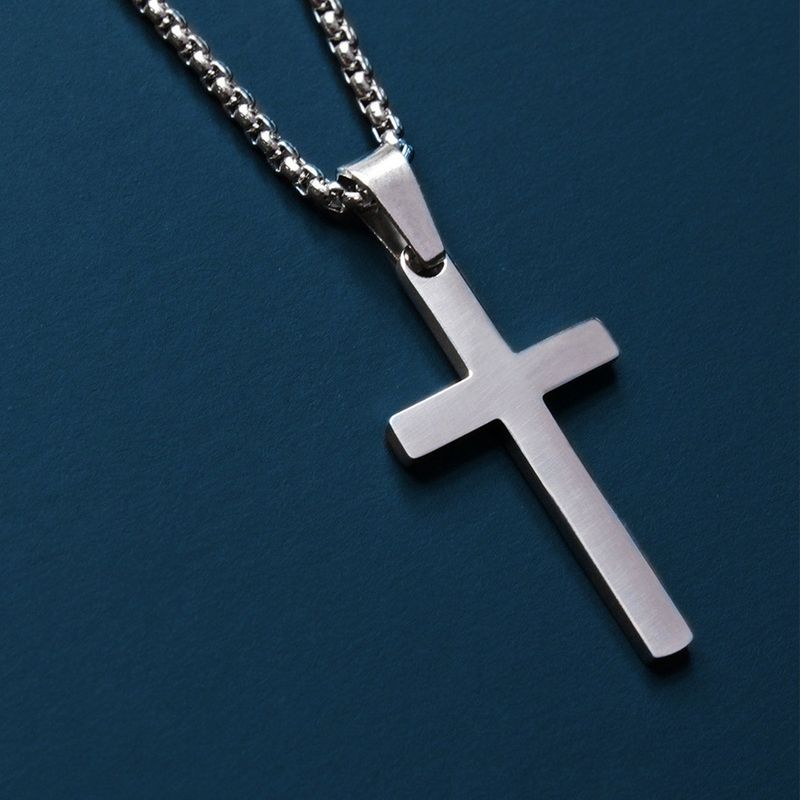 Collana con ciondolo a croce in acciaio inossidabile, personalità hip-hop, accessorio per uomo in titanio_voghion.com