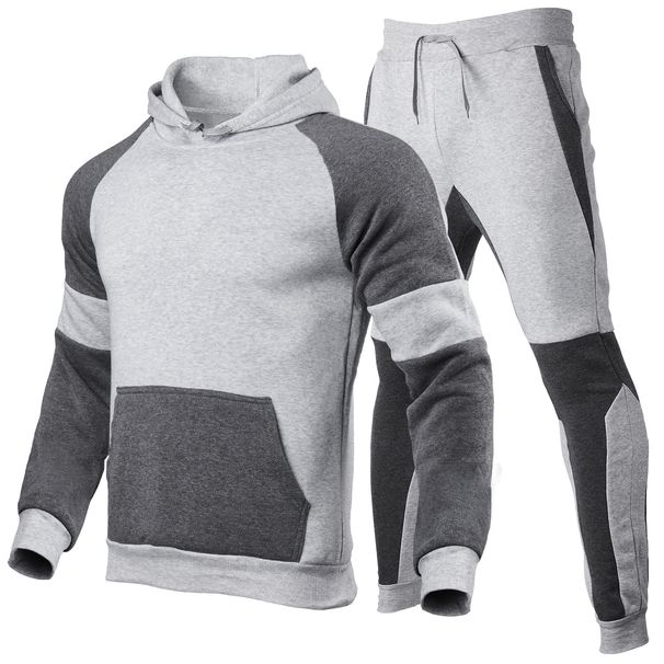 "Herren-Set mit Kapuzenpullover und Jogginghose mit Kontrasteinsatz – 100 % Polyester, leicht, fürs Fitnessstudio und die Straße (S-3XL)"_voghion.com