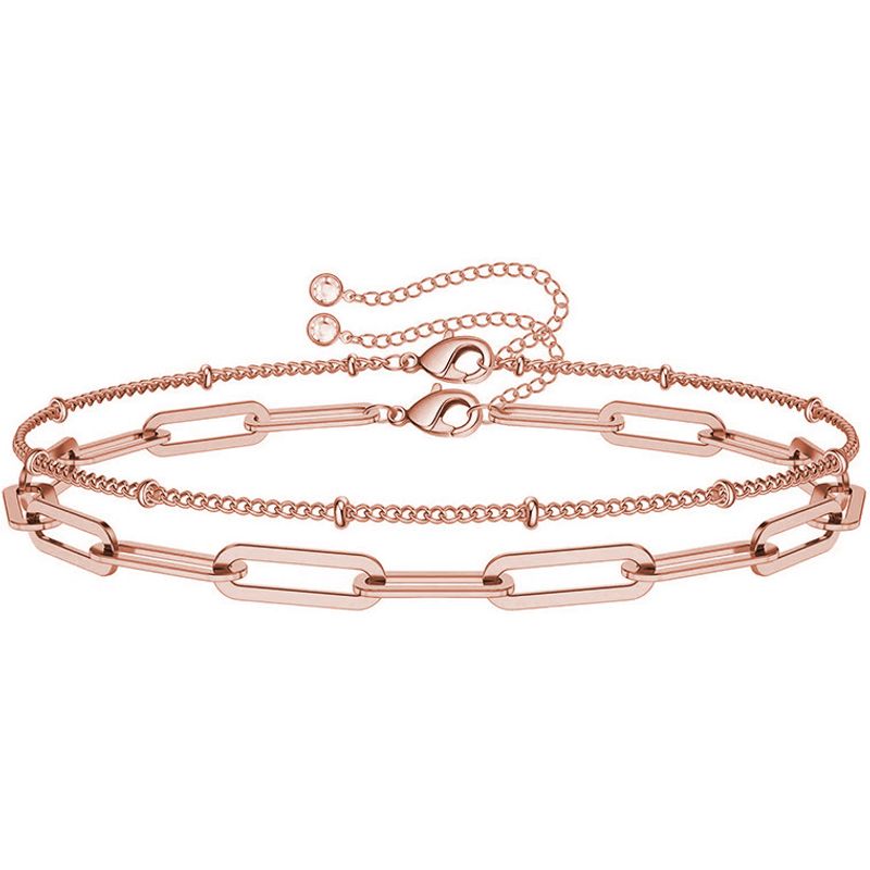Braccialetto da donna in oro a doppio strato con graffetta, estensibile, geometrico, piccolo, regalo, con personalità_voghion.com
