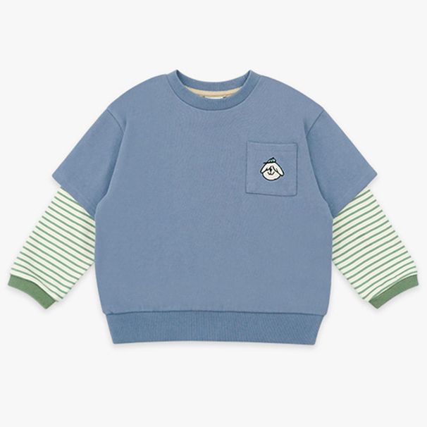 Mother Kids The Shirt For Small And Medium Children Cartoon Puppy Embroidered Stripes Two Piece Sweatshirt_voghion.com