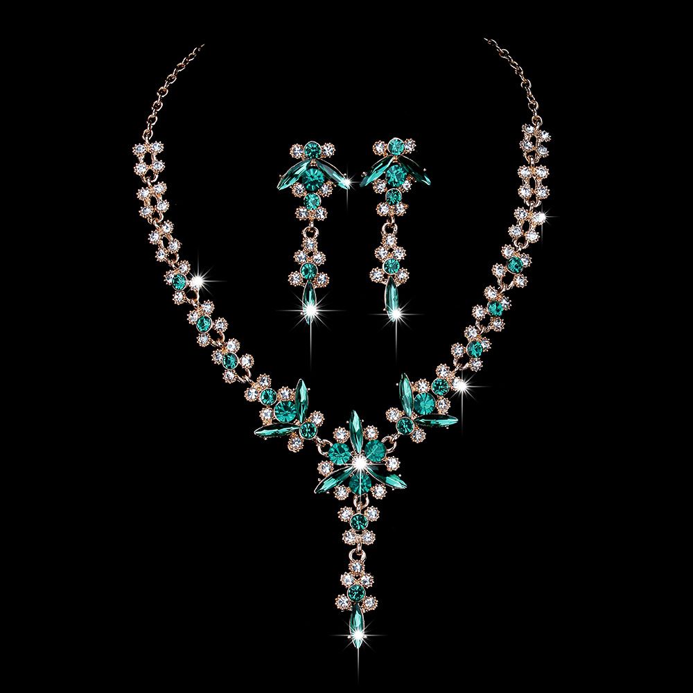 Set di gioielli da donna, collana da sposa, collana di cristallo di alta qualità, orecchini, gioielli, set di due pezzi_voghion.com