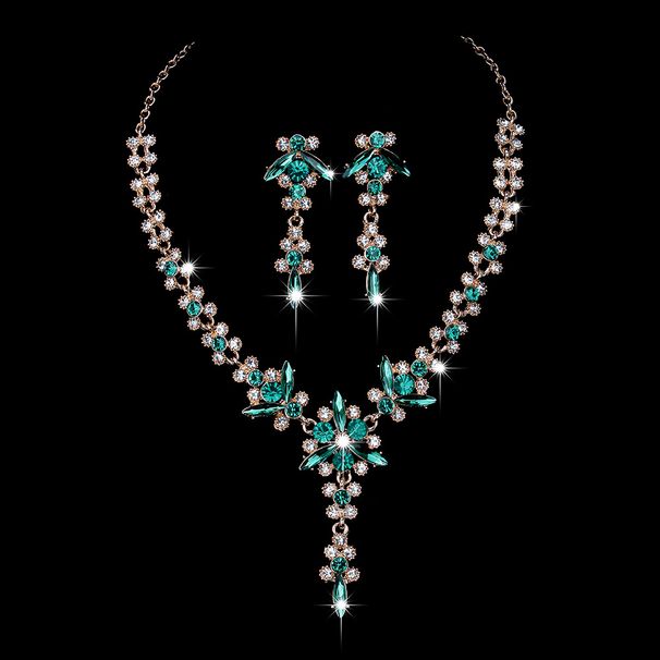 Set di gioielli da donna, collana da sposa, collana di cristallo di alta qualità, orecchini, gioielli, set di due pezzi_voghion.com