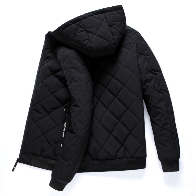 Herrenbekleidung mit warmer, mit Baumwolle gefütterter Kaschmirjacke, koreanische Version, schmale, lässige, mit Baumwolle gefütterte Jugendjacke mit Kapuze_voghion.com