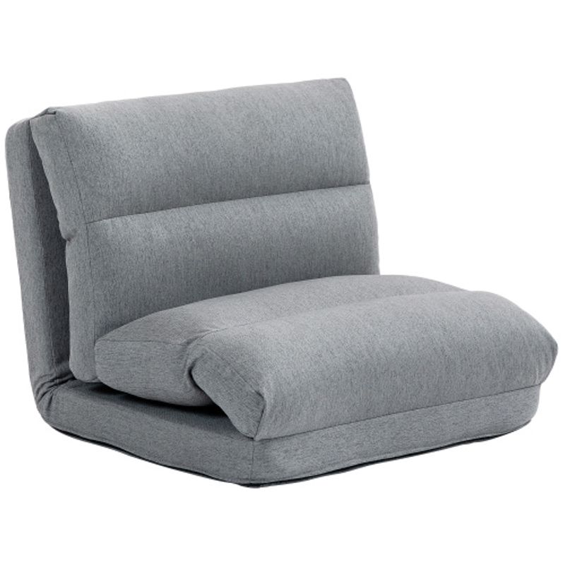 HOMCOM Bodenstuhl Klappbar, Mit 6-Stufig Verstellbarer Rückenlehne, Dicke Sitzpolsterung, Bettfunktion, Leinenoptik, 70 X 41 X 56 Cm, Grau_voghion.com