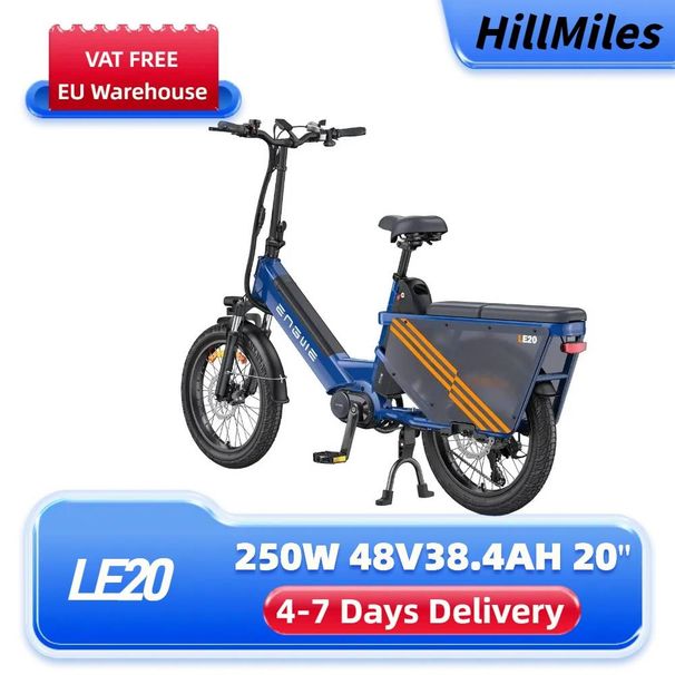 ENGWE LE20 Step-Thru Cargo Ebike 250W Senzor de cuplu Mid-drive Bicicletă electrică 20'' cu baterie dublă 48V 38.4Ah _voghion.com