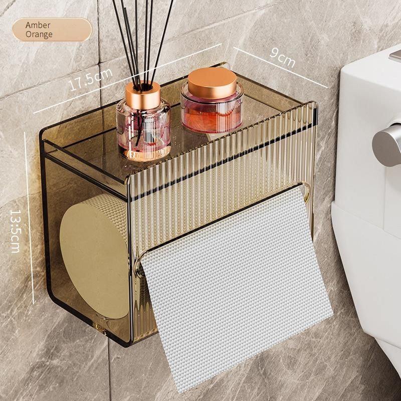 Wall-Mounted Toilet Paper Holder Bathroom Tissue Dispenser With Cover No Drill Installation Fits Standard Jumbo Rolls Rustproof Waterproof Design_voghion.com