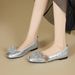 Cameido Women's Eco-Friendly PU Casual Shoes - Square Toe, 1CM Heel, Non-Slip Rubber Sole - Silver & Beige_voghion.com